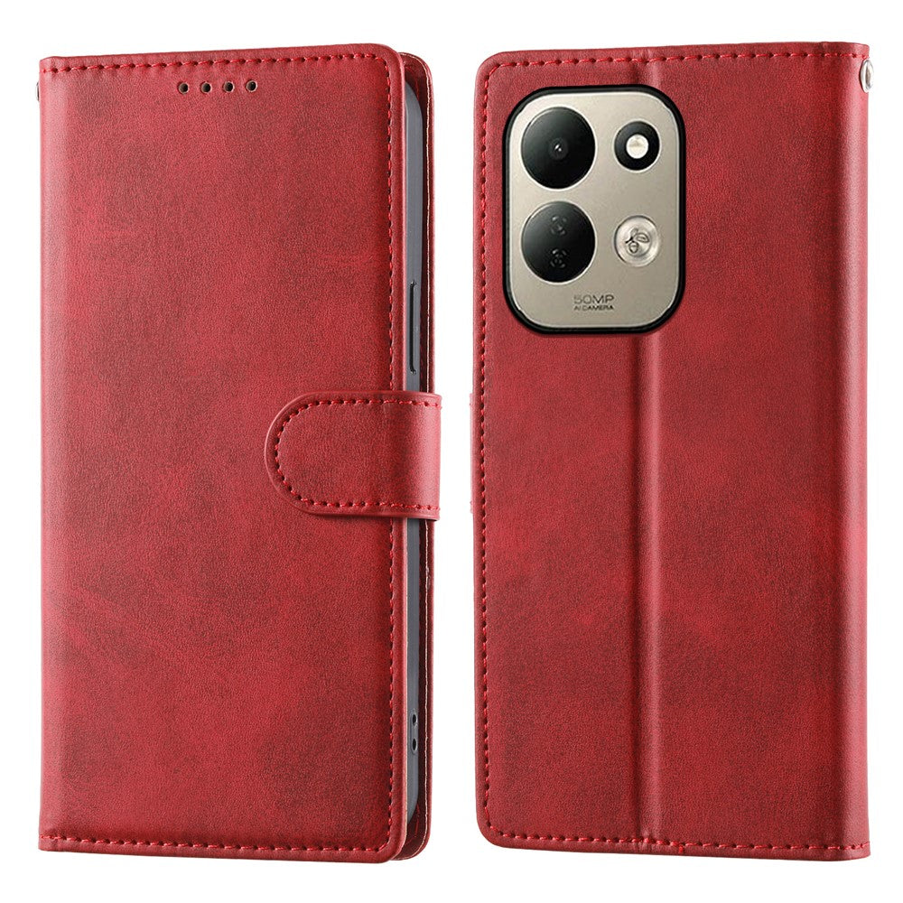 For Xiaomi Redmi 17 4G  /  Redmi 17 5G Case Stand Wallet Calf Texture PU Leather Flip Phone Cover with Wrist Strap