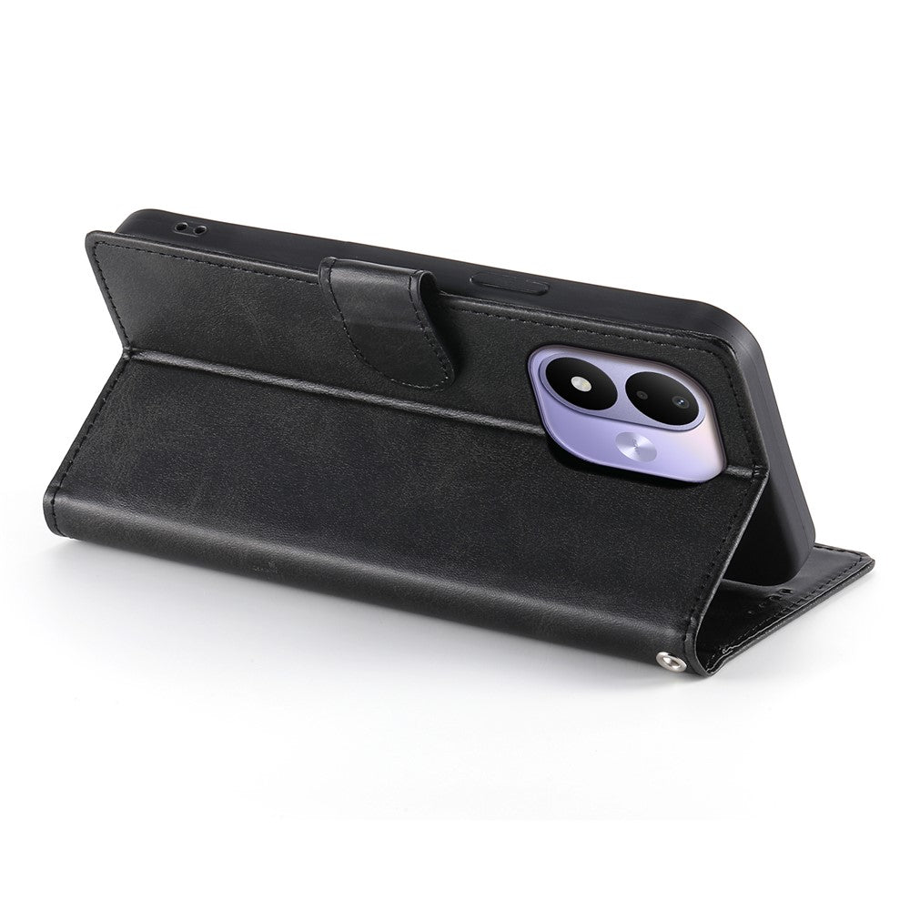For Xiaomi Redmi Note 17 4G (Global) / Note 17 5G (Global) / Note 17 (India / China) 5G Case Stand Wallet Calf Texture PU Leather Flip Phone Cover with Wrist Strap