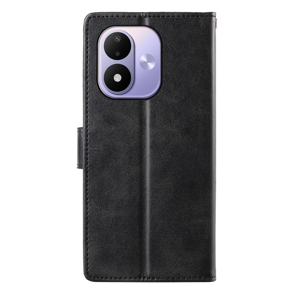 For Xiaomi Redmi Note 17 4G (Global) / Note 17 5G (Global) / Note 17 (India / China) 5G Case Stand Wallet Calf Texture PU Leather Flip Phone Cover with Wrist Strap