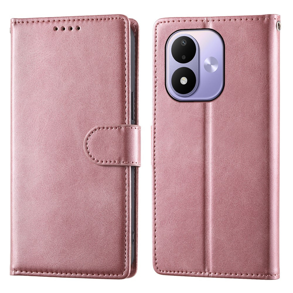 For Xiaomi Redmi Note 17 4G (Global) / Note 17 5G (Global) / Note 17 (India / China) 5G Case Stand Wallet Calf Texture PU Leather Flip Phone Cover with Wrist Strap