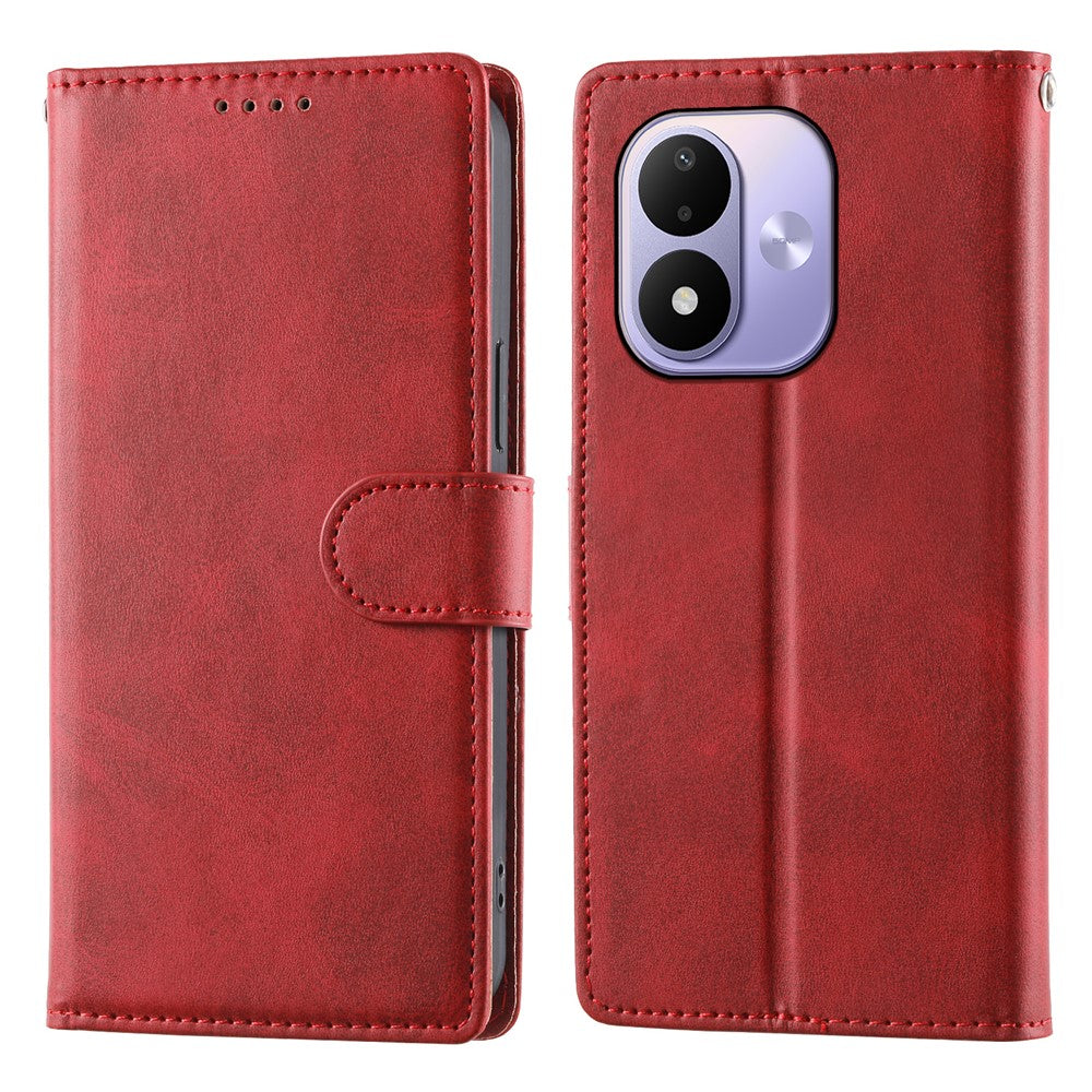 For Xiaomi Redmi Note 17 4G (Global) / Note 17 5G (Global) / Note 17 (India / China) 5G Case Stand Wallet Calf Texture PU Leather Flip Phone Cover with Wrist Strap
