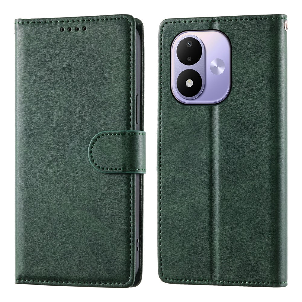 For Xiaomi Redmi Note 17 4G (Global) / Note 17 5G (Global) / Note 17 (India / China) 5G Case Stand Wallet Calf Texture PU Leather Flip Phone Cover with Wrist Strap