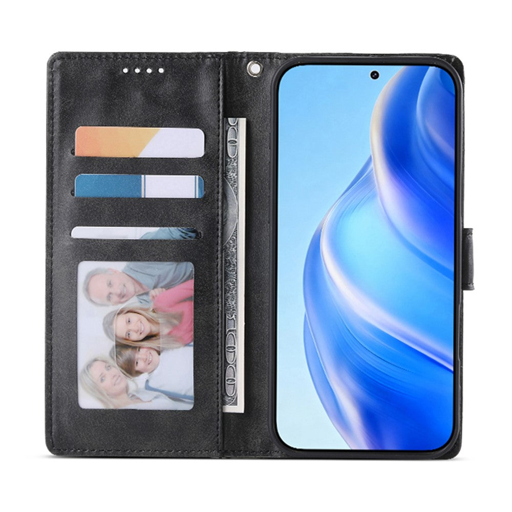 For Xiaomi Redmi Note 17 Pro 5G Case Stand Wallet Calf Texture PU Leather Flip Phone Cover with Wrist Strap