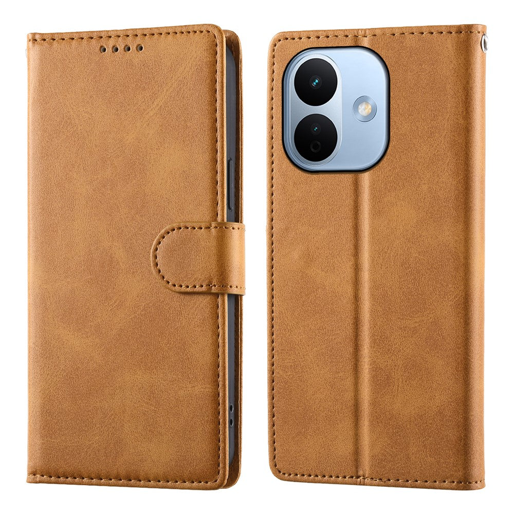 For Xiaomi Redmi Note 17 Pro 5G Case Stand Wallet Calf Texture PU Leather Flip Phone Cover with Wrist Strap