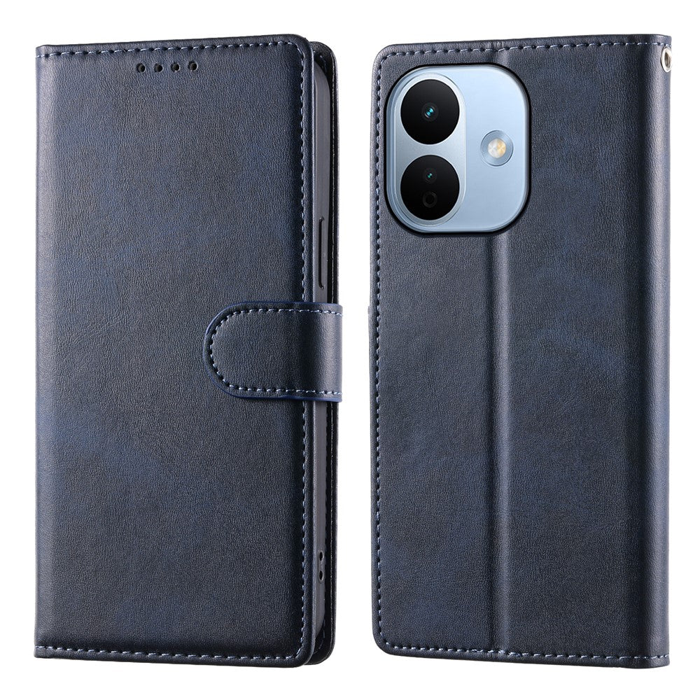 For Xiaomi Redmi Note 17 Pro 5G Case Stand Wallet Calf Texture PU Leather Flip Phone Cover with Wrist Strap