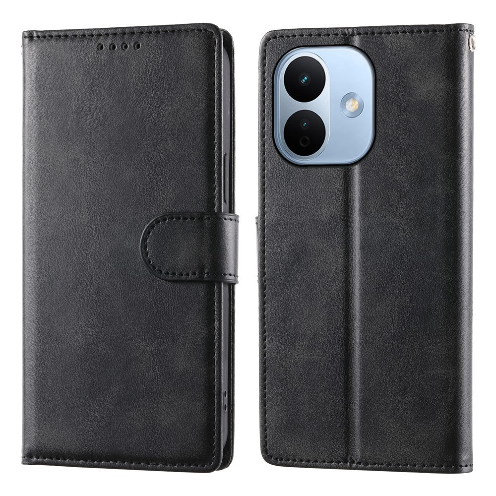 For Xiaomi Redmi Note 17 Pro Max 5G Case Stand Wallet Calf Texture PU Leather Flip Phone Cover with Wrist Strap
