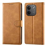 Xiaomi Redmi Note 17 Pro Max 5G-skal, stativplånbok, kalvtextur, PU-läder, fällbart mobilskal med handledsrem