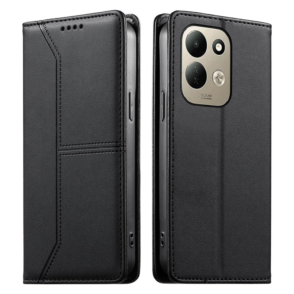 For Xiaomi Redmi 17 4G  /  Redmi 17 5G Wallet Stand Case Line Splicing TPU PU Leather Phone Cover