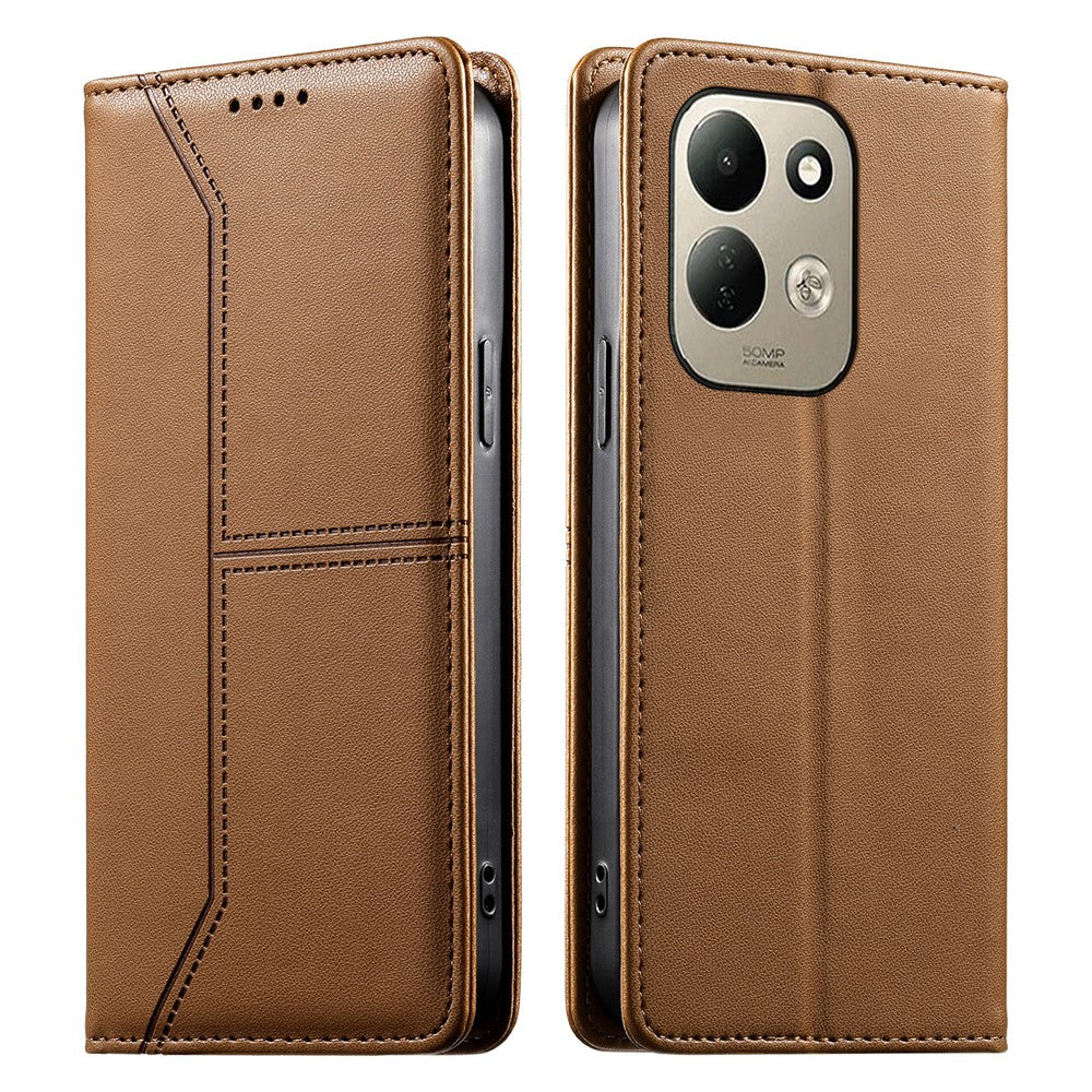 For Xiaomi Redmi 17 4G  /  Redmi 17 5G Wallet Stand Case Line Splicing TPU PU Leather Phone Cover
