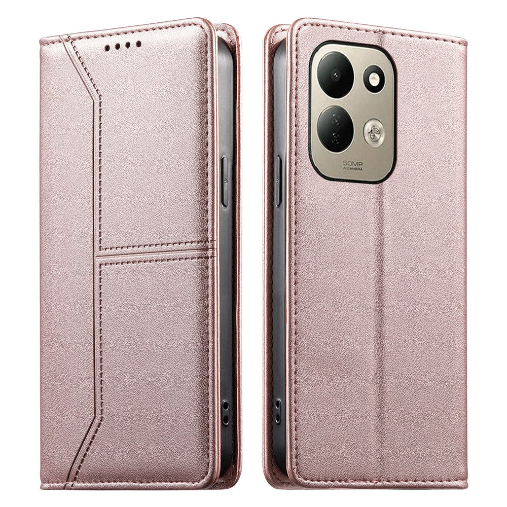 For Xiaomi Redmi 17 4G  /  Redmi 17 5G Wallet Stand Case Line Splicing TPU PU Leather Phone Cover