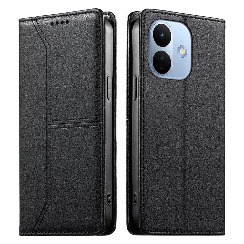 For Xiaomi Redmi Note 17 Pro 5G Wallet Stand Case Line Splicing TPU PU Leather Phone Cover