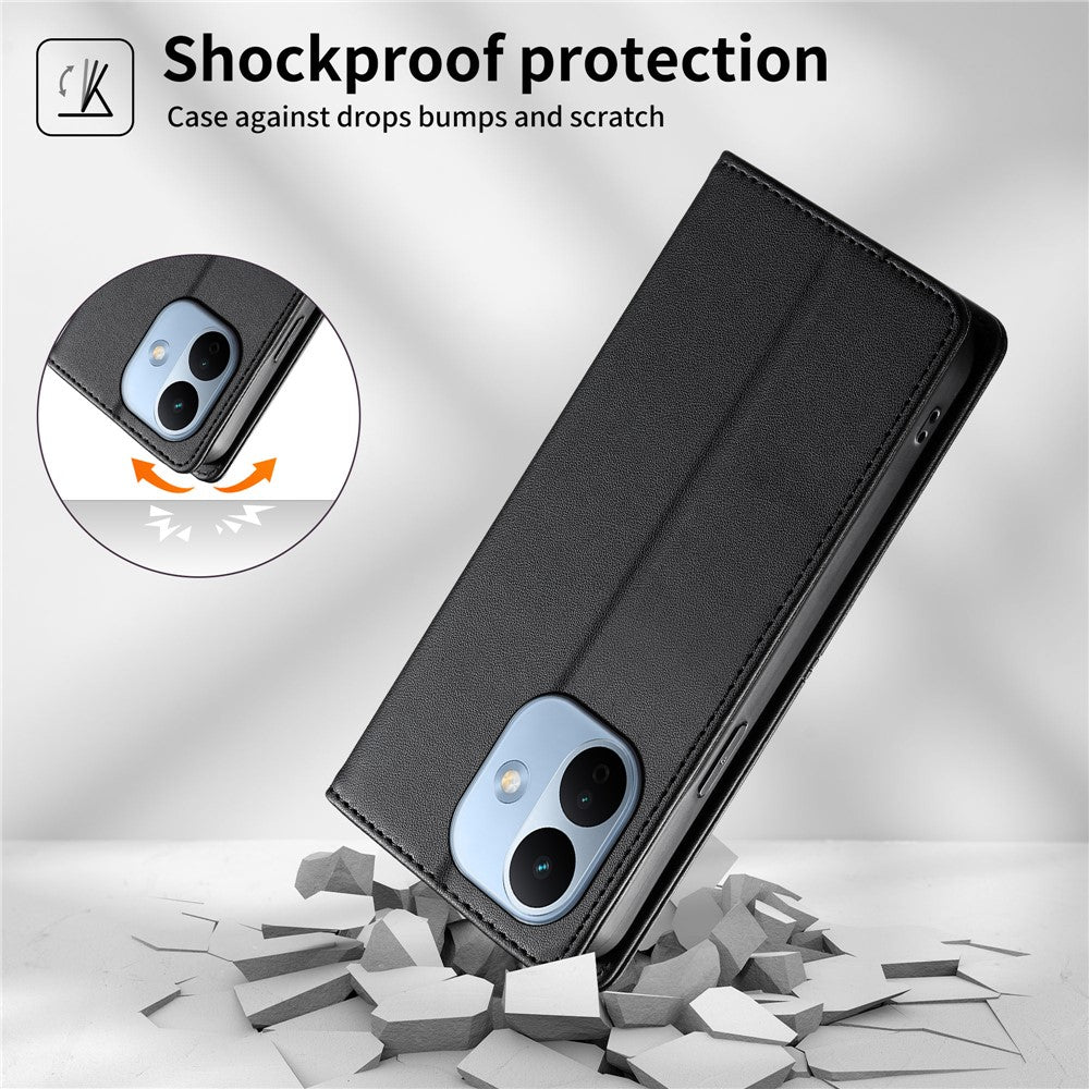 For Xiaomi Redmi Note 17 Pro 5G Wallet Stand Case Line Splicing TPU PU Leather Phone Cover
