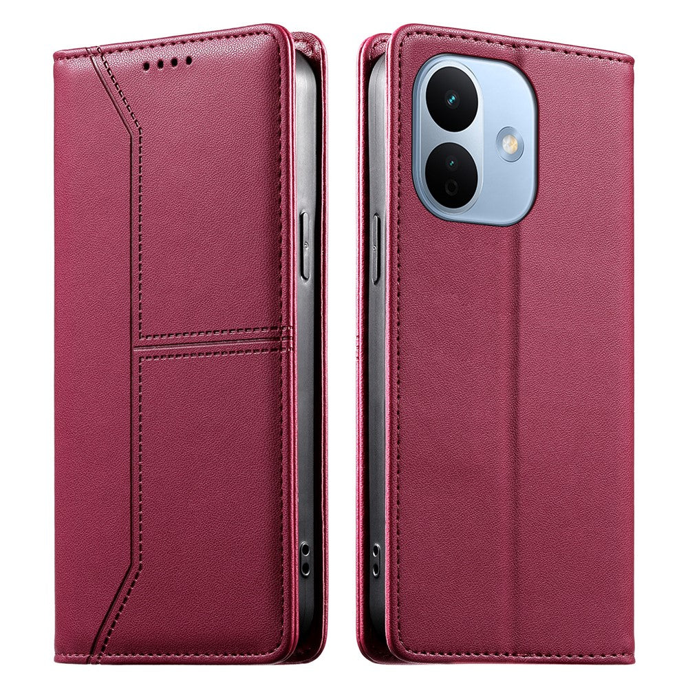 For Xiaomi Redmi Note 17 Pro 5G Wallet Stand Case Line Splicing TPU PU Leather Phone Cover