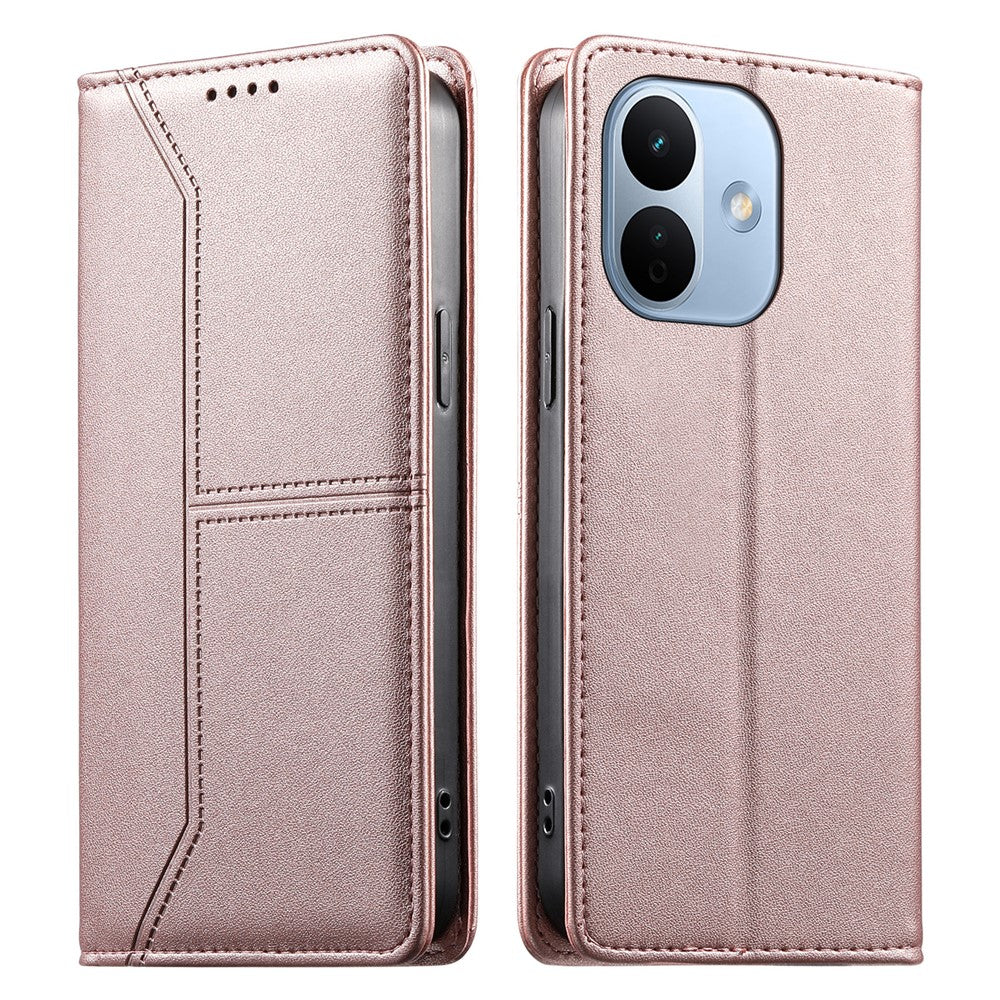 For Xiaomi Redmi Note 17 Pro 5G Wallet Stand Case Line Splicing TPU PU Leather Phone Cover