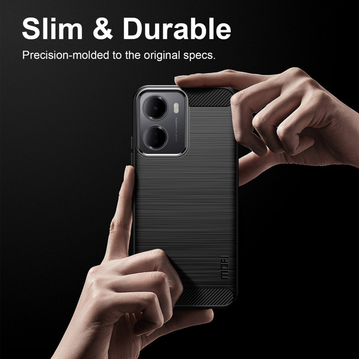 MOFI för Xiaomi Redmi R70m 5G / Xiaomi Redmi R70 5G Bakstycke Borstad Textur Kolfiber Mjukt TPU-skal