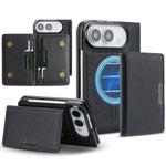 For iPhone Fold Magnetic Case Bi-fold Card Bag Kickstand PU Leather Coated TPU Cover