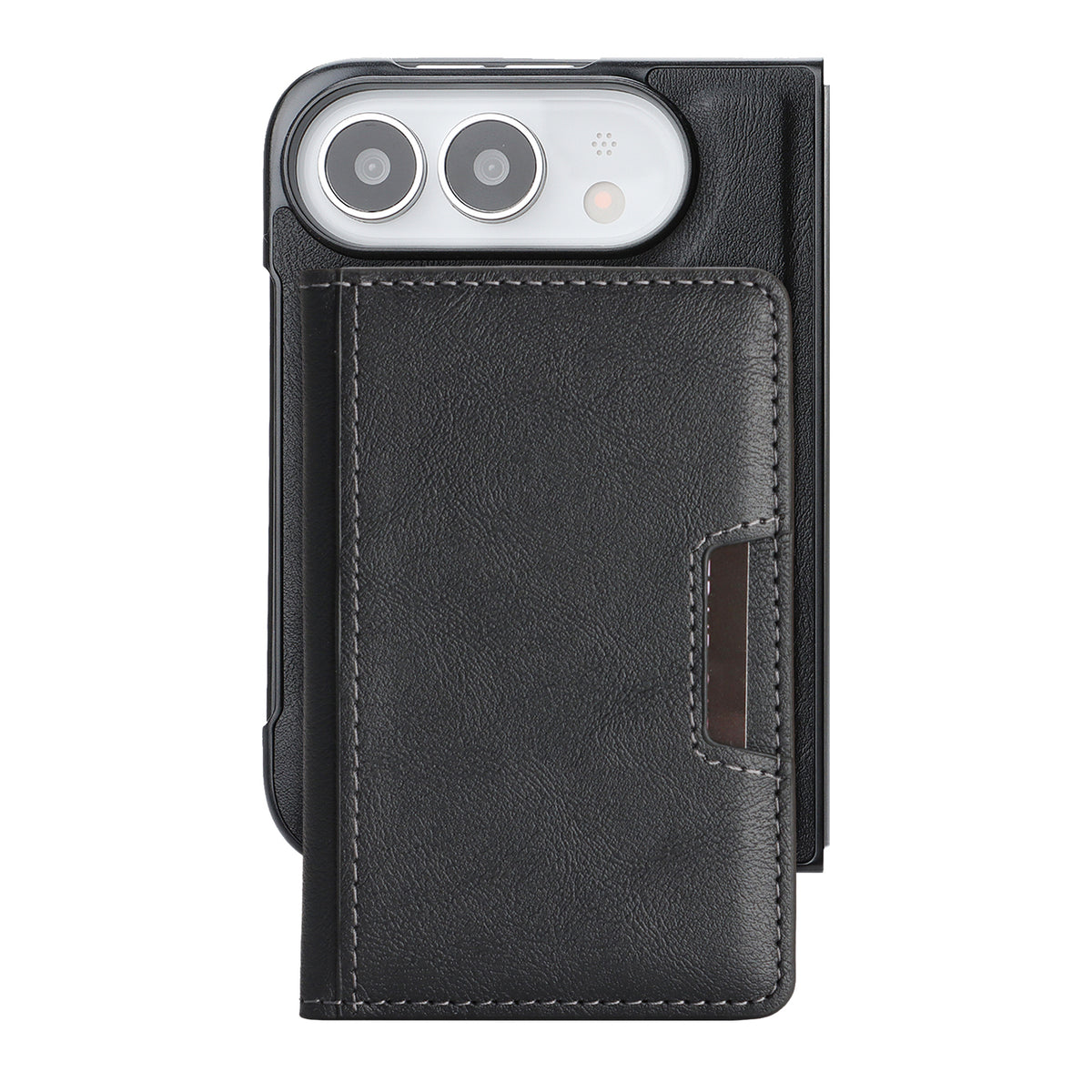 For iPhone Fold Magnetic Case Bi-fold Card Bag Kickstand PU Leather Coated TPU Cover