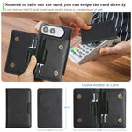 For iPhone Fold Magnetic Case Bi-fold Card Bag Kickstand PU Leather Coated TPU Cover