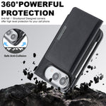 For iPhone Fold Magnetic Case Bi-fold Card Bag Kickstand PU Leather Coated TPU Cover