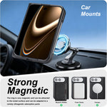 For iPhone Fold Magnetic Case Bi-fold Card Bag Kickstand PU Leather Coated TPU Cover