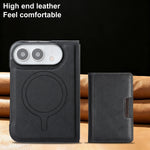 For iPhone Fold Magnetic Case Bi-fold Card Bag Kickstand PU Leather Coated TPU Cover