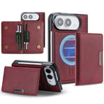 For iPhone Fold Magnetic Case Bi-fold Card Bag Kickstand PU Leather Coated TPU Cover