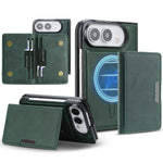 For iPhone Fold Magnetic Case Bi-fold Card Bag Kickstand PU Leather Coated TPU Cover