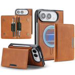 For iPhone Fold Magnetic Case Bi-fold Card Bag Kickstand PU Leather Coated TPU Cover