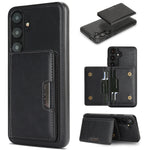 For Samsung Galaxy S26+ Magnetic Case Bi-fold Card Bag Kickstand PU Leather Coated TPU Cover