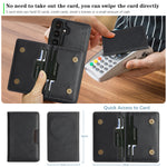 For Samsung Galaxy S26+ Magnetic Case Bi-fold Card Bag Kickstand PU Leather Coated TPU Cover