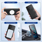For Samsung Galaxy S26+ Magnetic Case Bi-fold Card Bag Kickstand PU Leather Coated TPU Cover