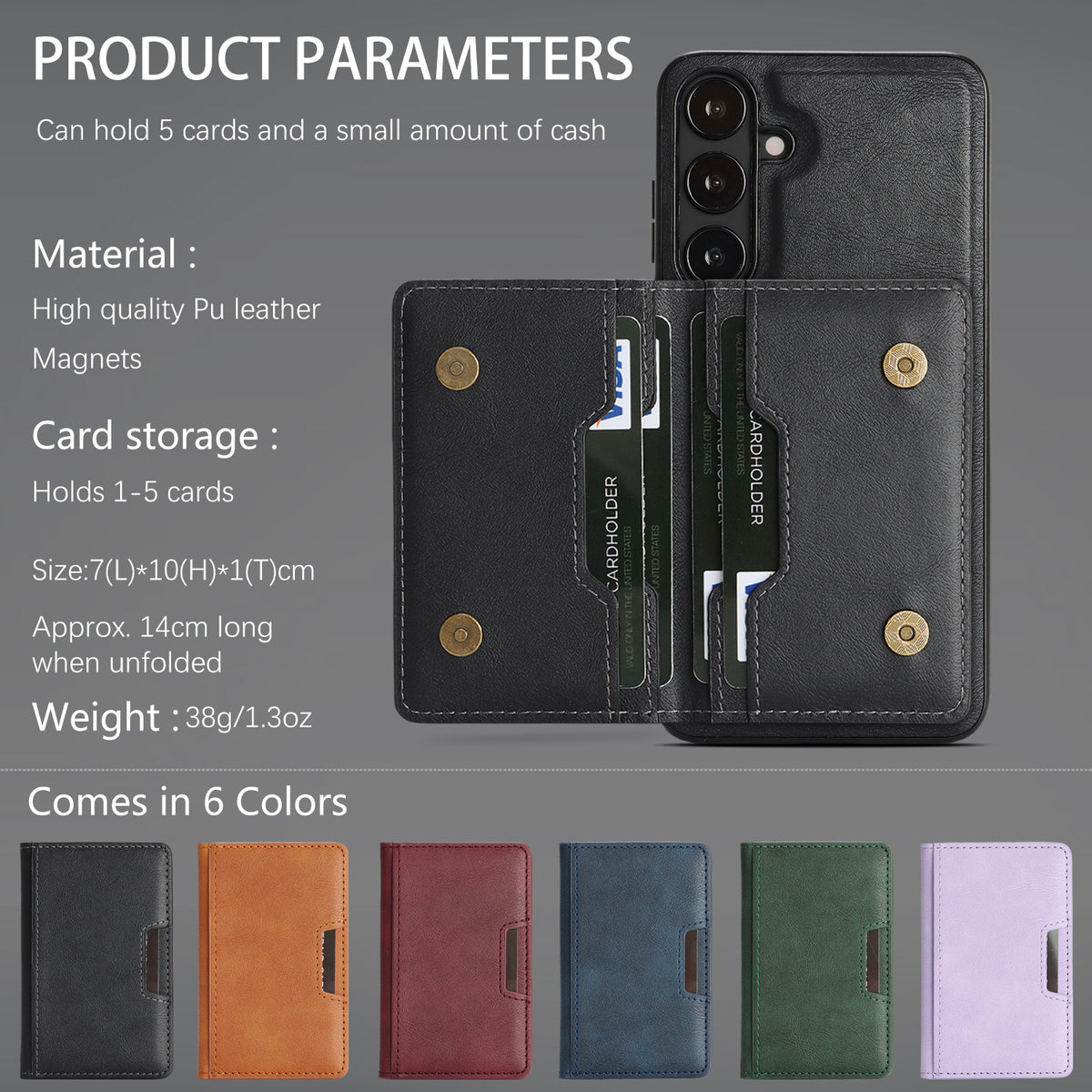 For Samsung Galaxy S26+ Magnetic Case Bi-fold Card Bag Kickstand PU Leather Coated TPU Cover