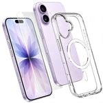 For iPhone 17 Magnetic Case TPU+PC Transparent Phone Cover with High Aluminium-silicon Glass Screen Protector
