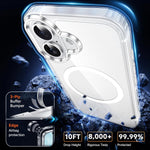 For iPhone 16 Magnetic Case TPU+PC Transparent Phone Cover with High Aluminium-silicon Glass Screen Protector