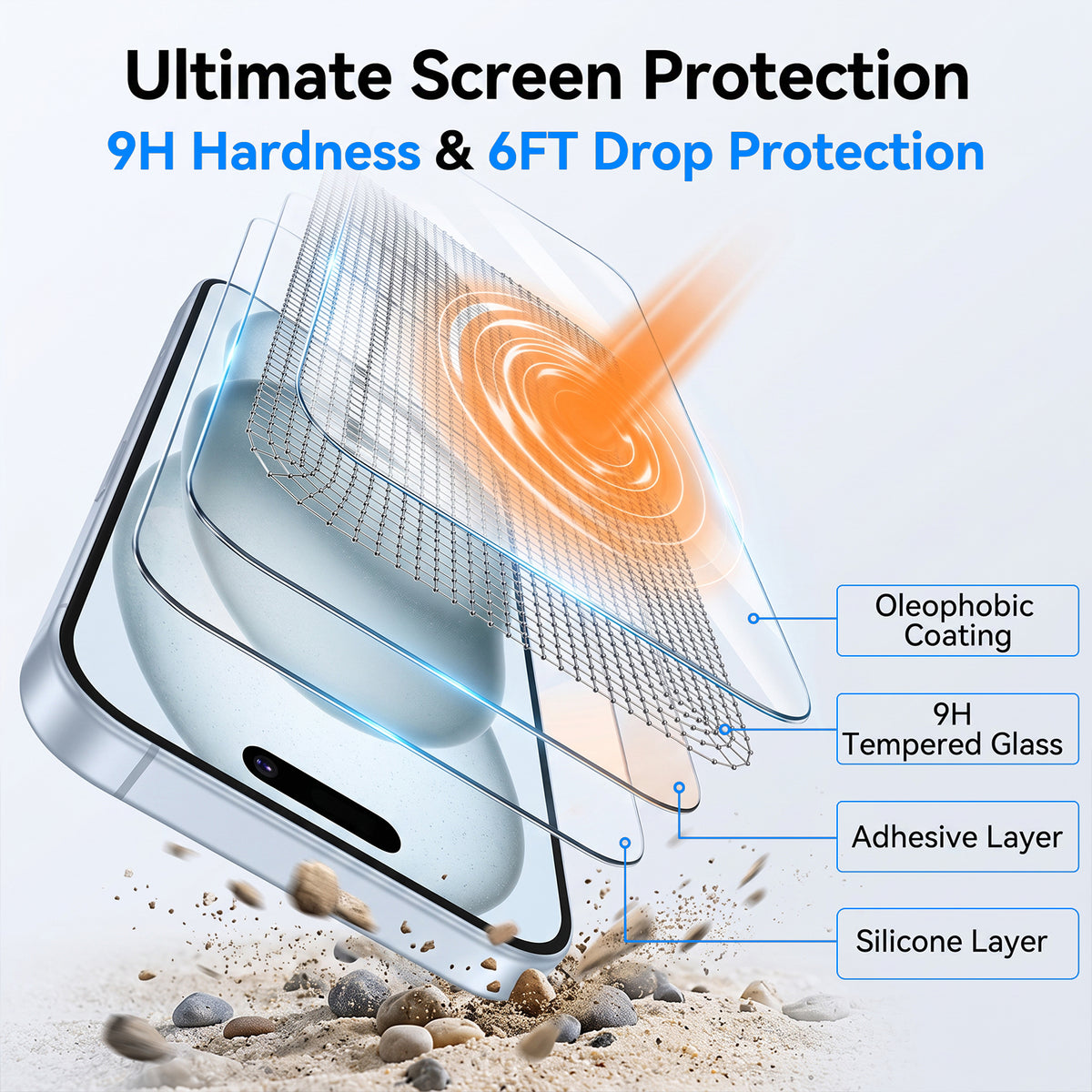 For iPhone 13 Magnetic Case TPU+PC Transparent Phone Cover with High Aluminium-silicon Glass Screen Protector
