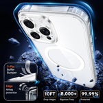 For iPhone 15 Pro Max Magnetic Case TPU+PC Transparent Phone Cover with High Aluminium-silicon Glass Screen Protector