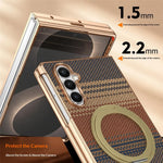 Til Samsung Galaxy Z Fold8 Ultra Cover Magnetisk Roterende Støtteben Aramidfiber Tekstur Læder + PC Telefoncover med HD Skærmbeskytter