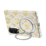 Til Samsung Galaxy Z Fold8 Cover Drejelig Støttefod Blomstret Mønster Læder + PC Beskyttelsescover