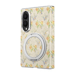 Til Samsung Galaxy Z Fold8 Cover Drejelig Støttefod Blomstret Mønster Læder + PC Beskyttelsescover