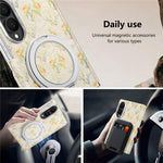Til Samsung Galaxy Z Fold8 Cover Drejelig Støttefod Blomstret Mønster Læder + PC Beskyttelsescover