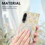 Til Samsung Galaxy Z Fold8 Cover Drejelig Støttefod Blomstret Mønster Læder + PC Beskyttelsescover