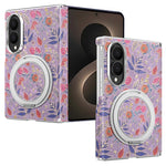 Til Samsung Galaxy Z Fold8 Cover Drejelig Støttefod Blomstret Mønster Læder + PC Beskyttelsescover