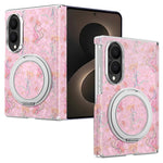 Til Samsung Galaxy Z Fold8 Cover Drejelig Støttefod Blomstret Mønster Læder + PC Beskyttelsescover