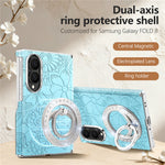 For Samsung Galaxy Z Fold8 Case Rhinestone Magnetic Kickstand Floral Pattern Leather Back Cover