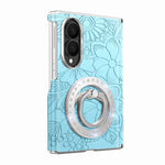 For Samsung Galaxy Z Fold8 Case Rhinestone Magnetic Kickstand Floral Pattern Leather Back Cover