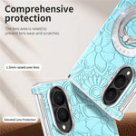 For Samsung Galaxy Z Fold8 Case Rhinestone Magnetic Kickstand Floral Pattern Leather Back Cover