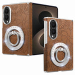 For Samsung Galaxy Z Fold8 Case Rhinestone Magnetic Kickstand Floral Pattern Leather Back Cover