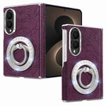 For Samsung Galaxy Z Fold8 Case Rhinestone Magnetic Kickstand Floral Pattern Leather Back Cover