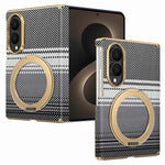 For Samsung Galaxy Z Fold8 Magnetic Case Ring Kickstand Hinge Design Electroplated Leather + PC Phone Cover