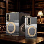 For Samsung Galaxy Z Fold8 Magnetic Case Ring Kickstand Hinge Design Electroplated Leather + PC Phone Cover